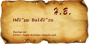 Hápp Balázs névjegykártya